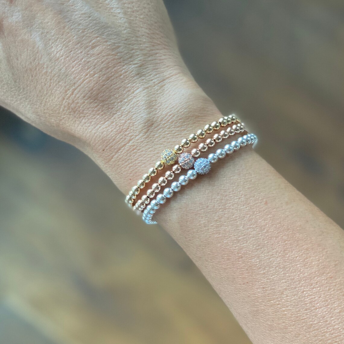 Gold Bead Bracelet Rose Gold Bracelet or Sterling Silver Etsy