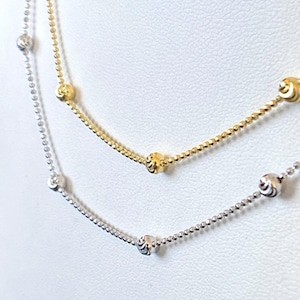 Silver Beaded Chain Necklace for Women, Dainty Silver Ball Chain necklace, Silver Bead Chain Necklace, Minimalist Jewelry Gift, 16”- 30”