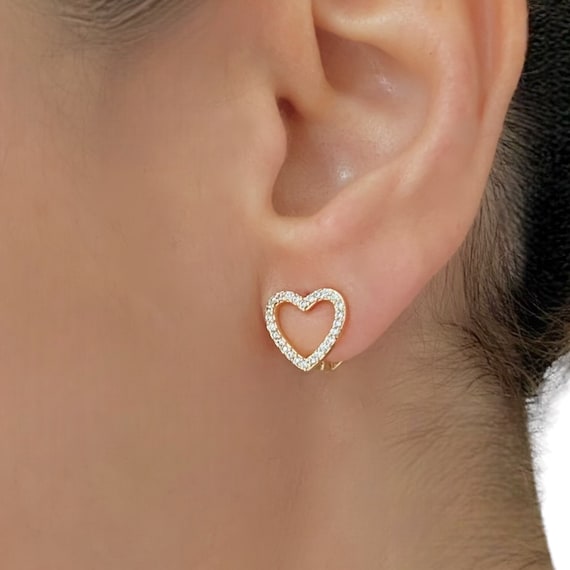 Gold Heart Huggie Earrings