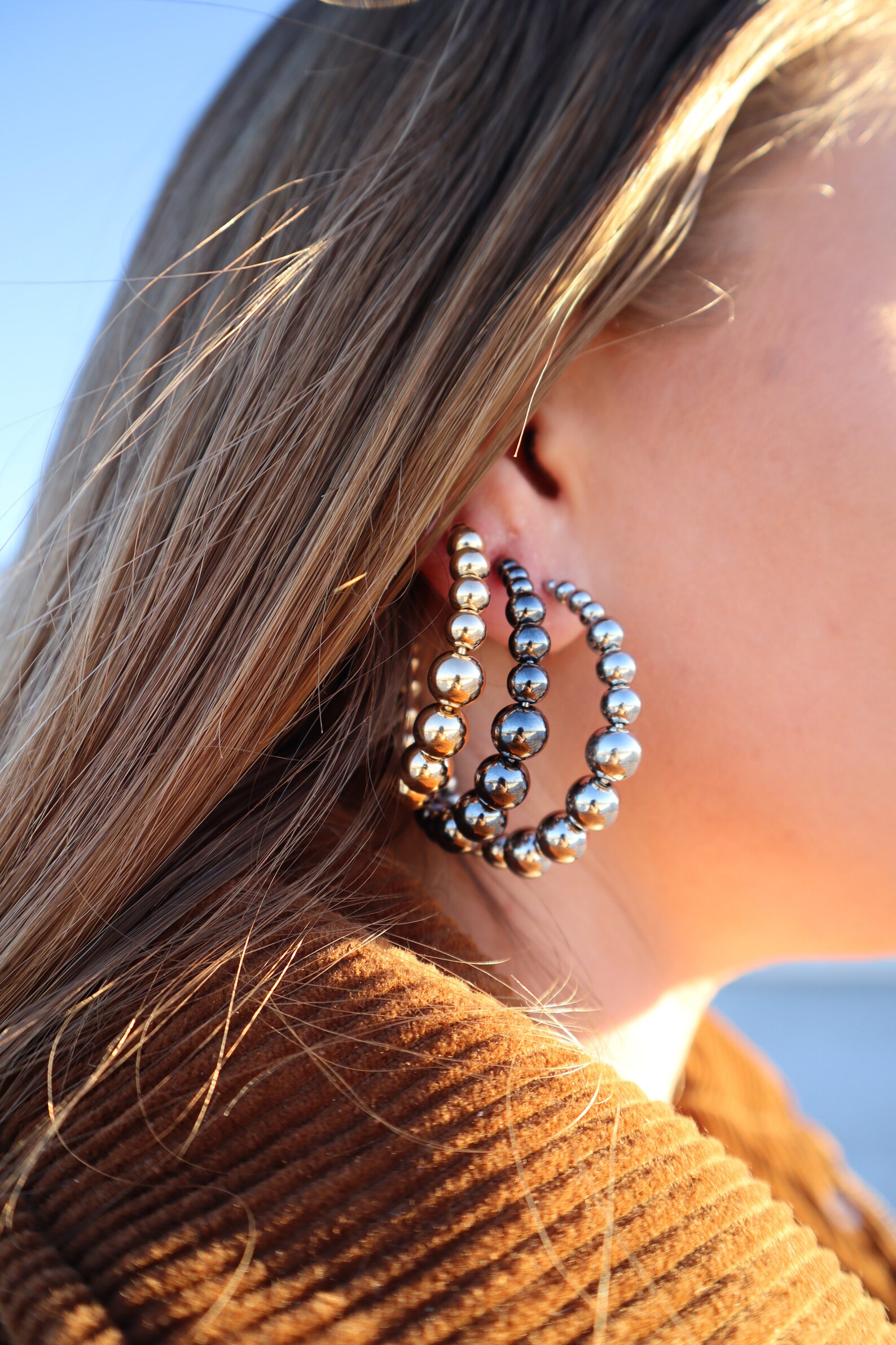 Beaded Hoop Earrings Ball Hoop Earrings Gold Filled Hoop Etsy