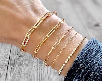 Paperclip Bracelet, Gold Paperclip Bracelet, Gold Filled Bracelet, Gold Filled Paperclip Bracelet, Gold Link Bracelet, Gold Chain Bracelet