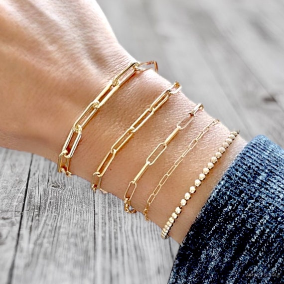 14K Yellow Gold Extra Large Paper Clip Chain Bracelet