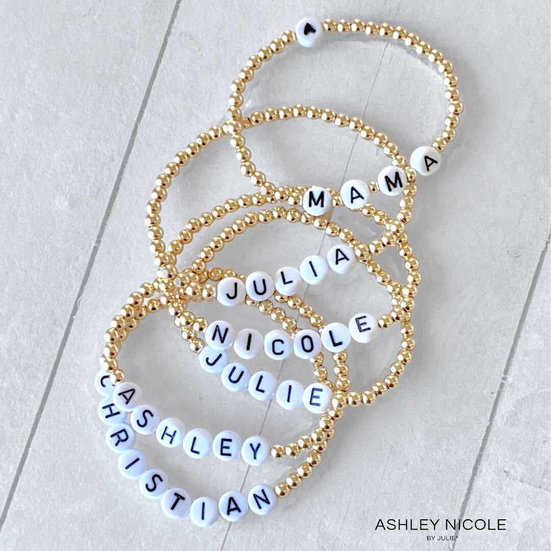 Personalized Beaded Name Bracelet: 14K Gold Filled Custom Handmade ...
