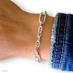 Anchor Mariner Bracelet, Solid Sterling Silver Link Chain Bracelet, Unique Silver Bracelet, Anchor Chain Bracelet, Handmade Silver Jewelry