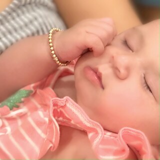 Molly Brown London Bracciale Baby Espandibile Placcato Oro 18kt Con Diamante Vero - Gioiello Battesimo E Ricordo Neonata