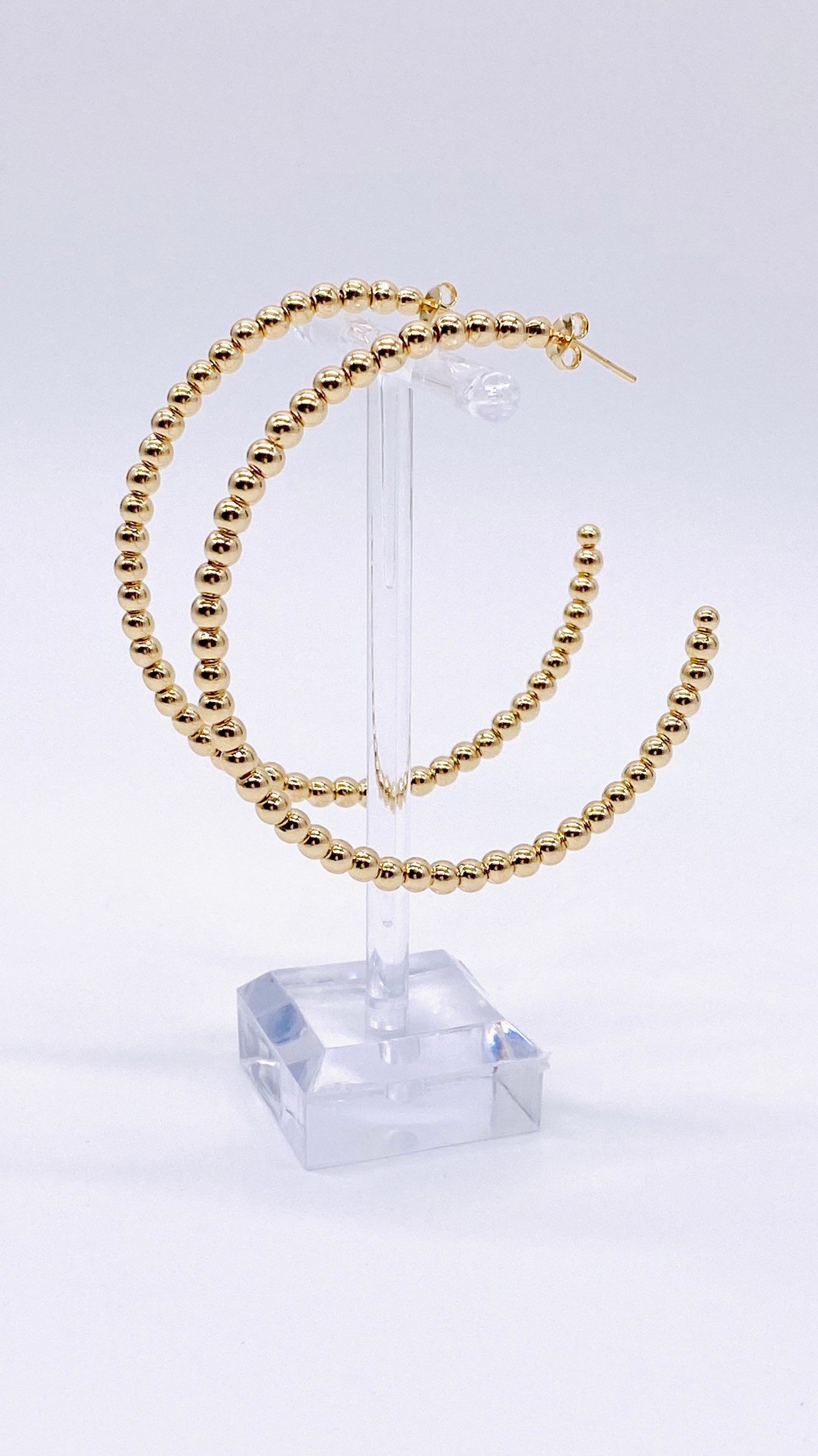 Gold Ball Hoop Earrings Beaded Hoop Earrings Gold Filled Etsy