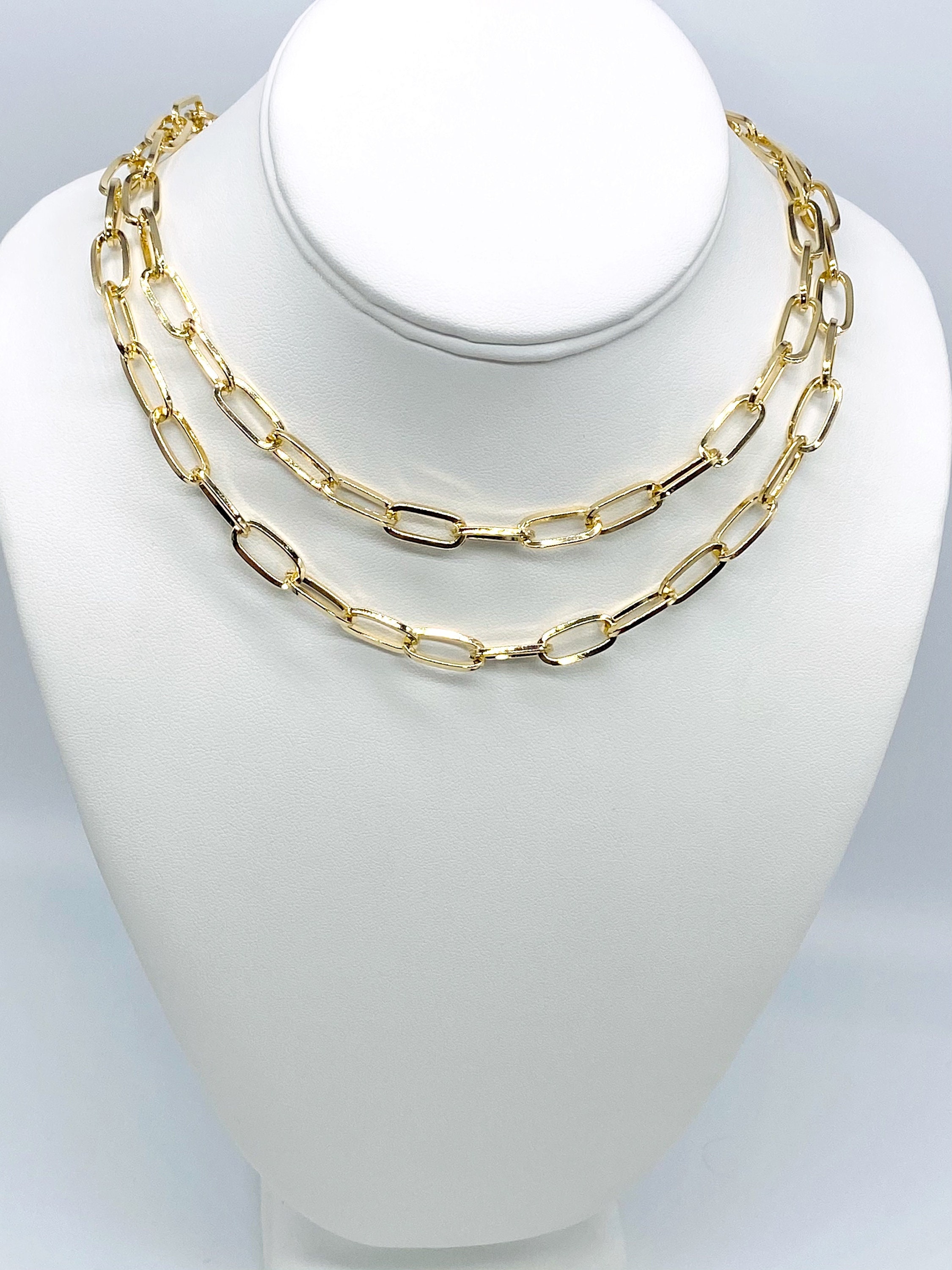 Large Paperclip Chain Necklace Gold Filled Necklace Chunky Etsy