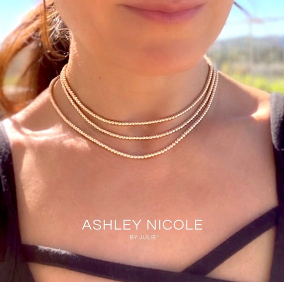 Gold Bead Necklace Gold Beaded Necklace 