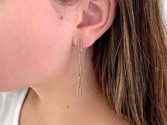 Gold Paperclip Chain Earrings