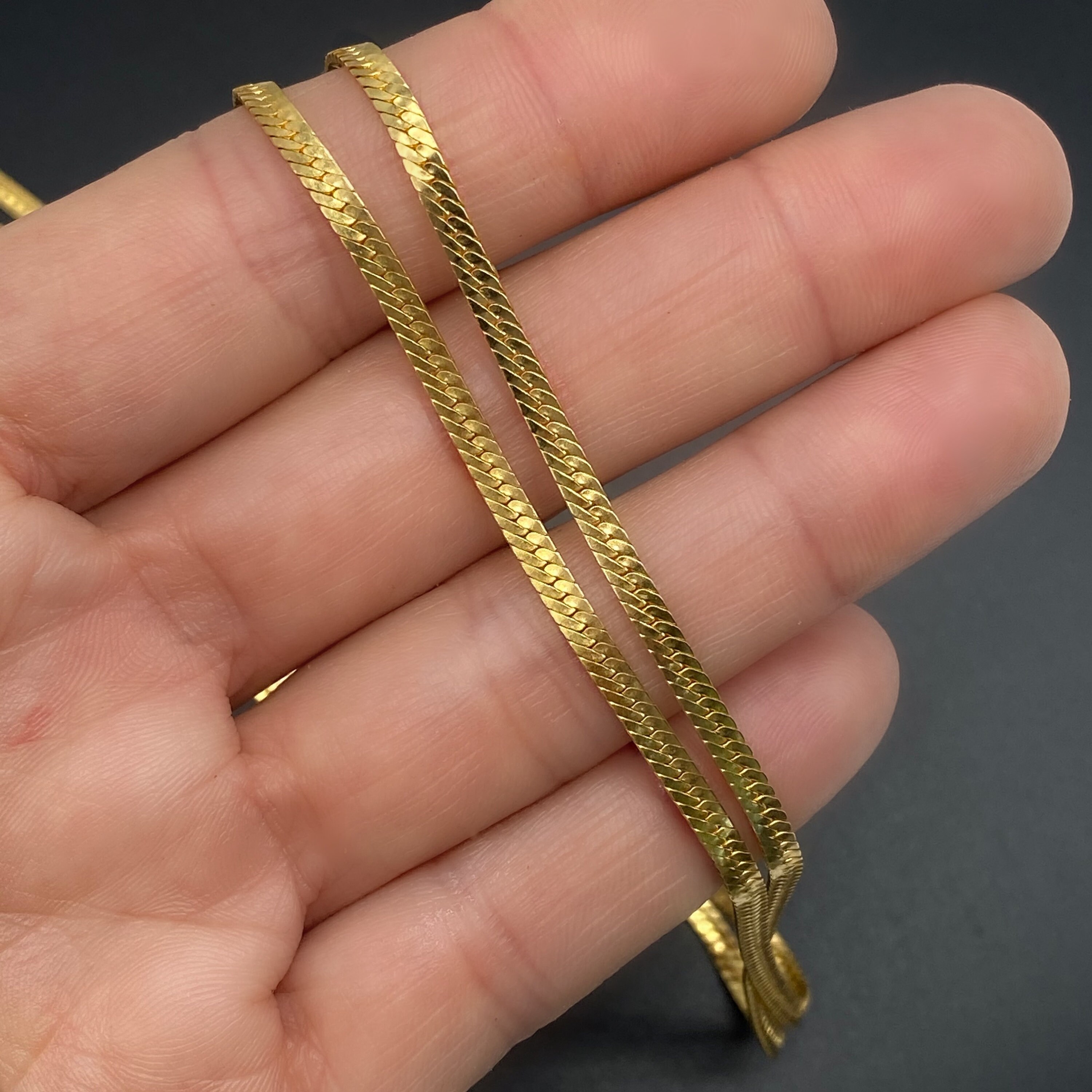 14k Gold Filled Herringbone Necklace Gold Necklace Flat | Etsy