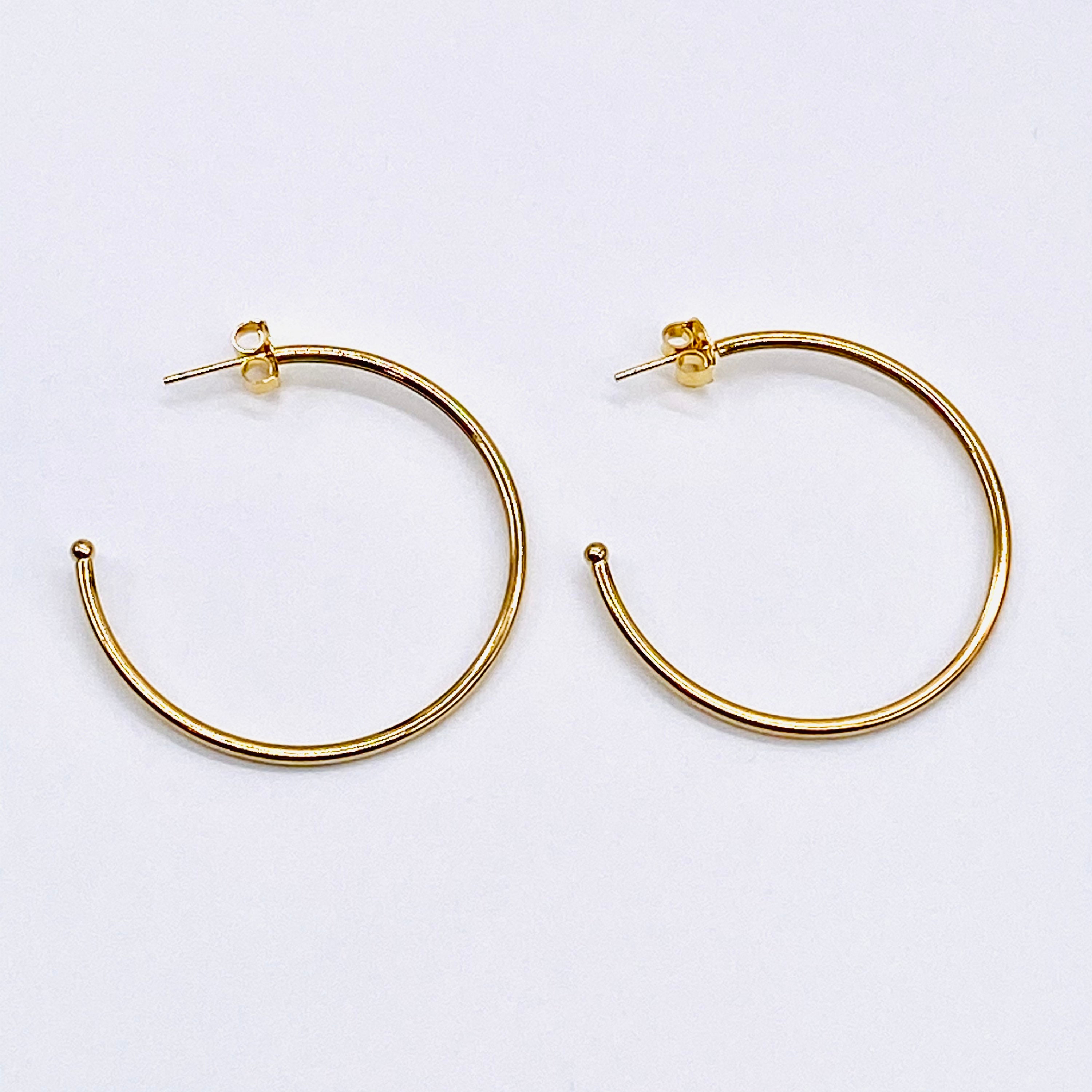 Thin Gold Hoop Earrings Large Gold Hoops 45mm Hoops 2 Inch Etsy