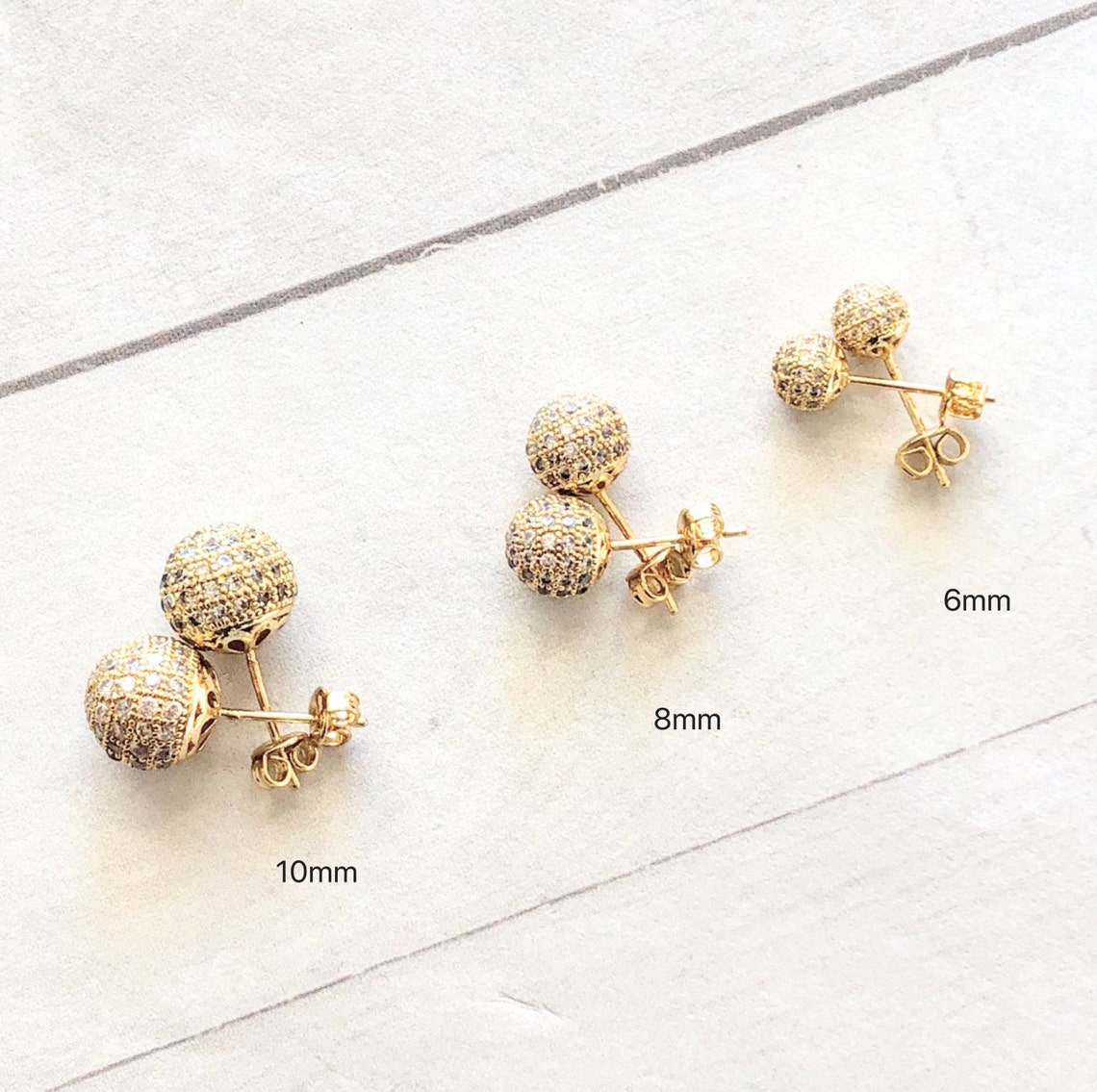 Pave Ball Stud Earrings Glitter Ball Studs Sparkle Pave Etsy