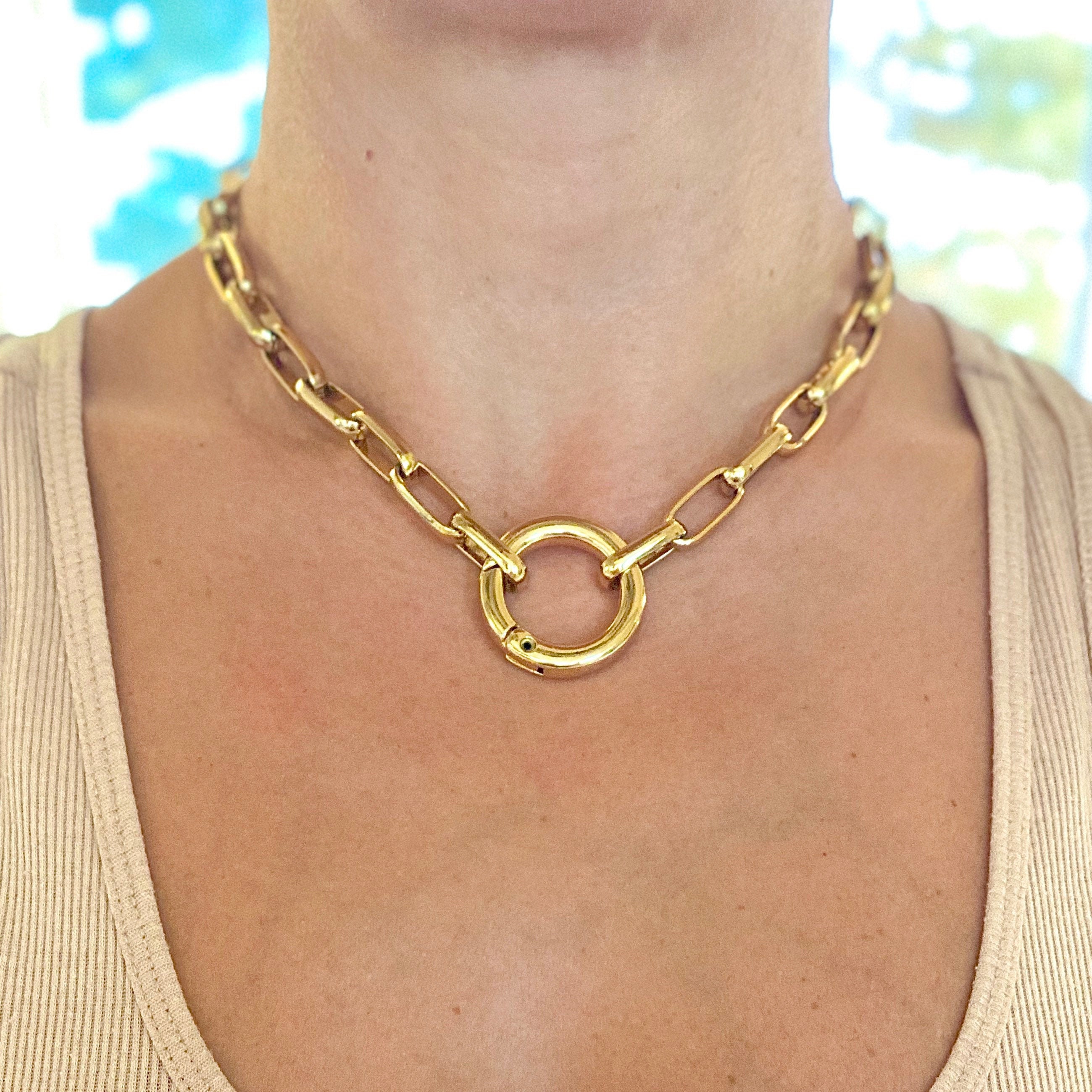 Large Clasp Choker Thick Chain circle 