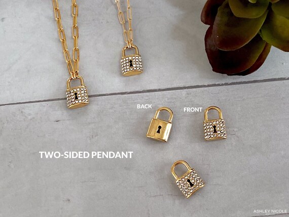 Dainty Gold Lock Charm Link Chain Necklace