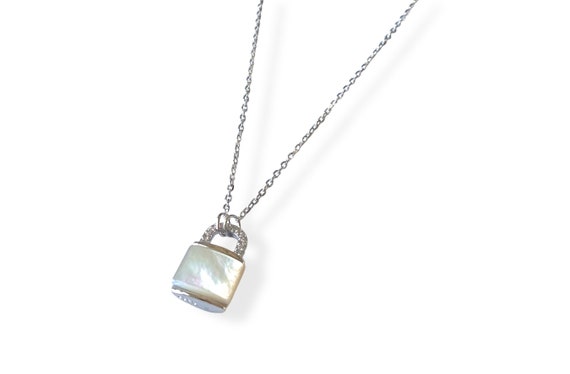 Mother of Pearl Silver Lock Necklace