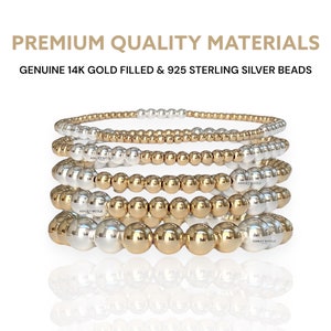 Mixed Metal Beaded Bracelet: Sterling Silver & 14K Gold Filled