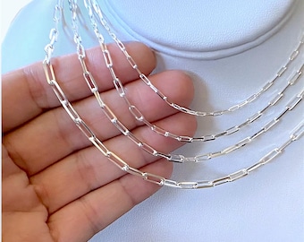 Sterling Silver Paperclip Chain Necklace: Italian 925 Silver Link Layering Jewelry