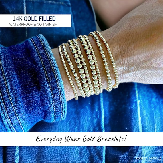 Gold Bead Bracelet Set