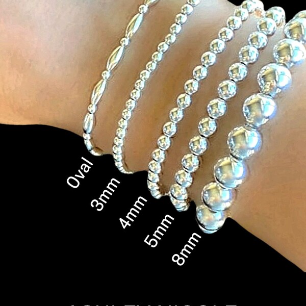 Medium Silver Beaded Bracelet - 7