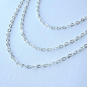 Heart Chain Necklace: 925 Sterling Silver, Dainty Linked Hearts Choker