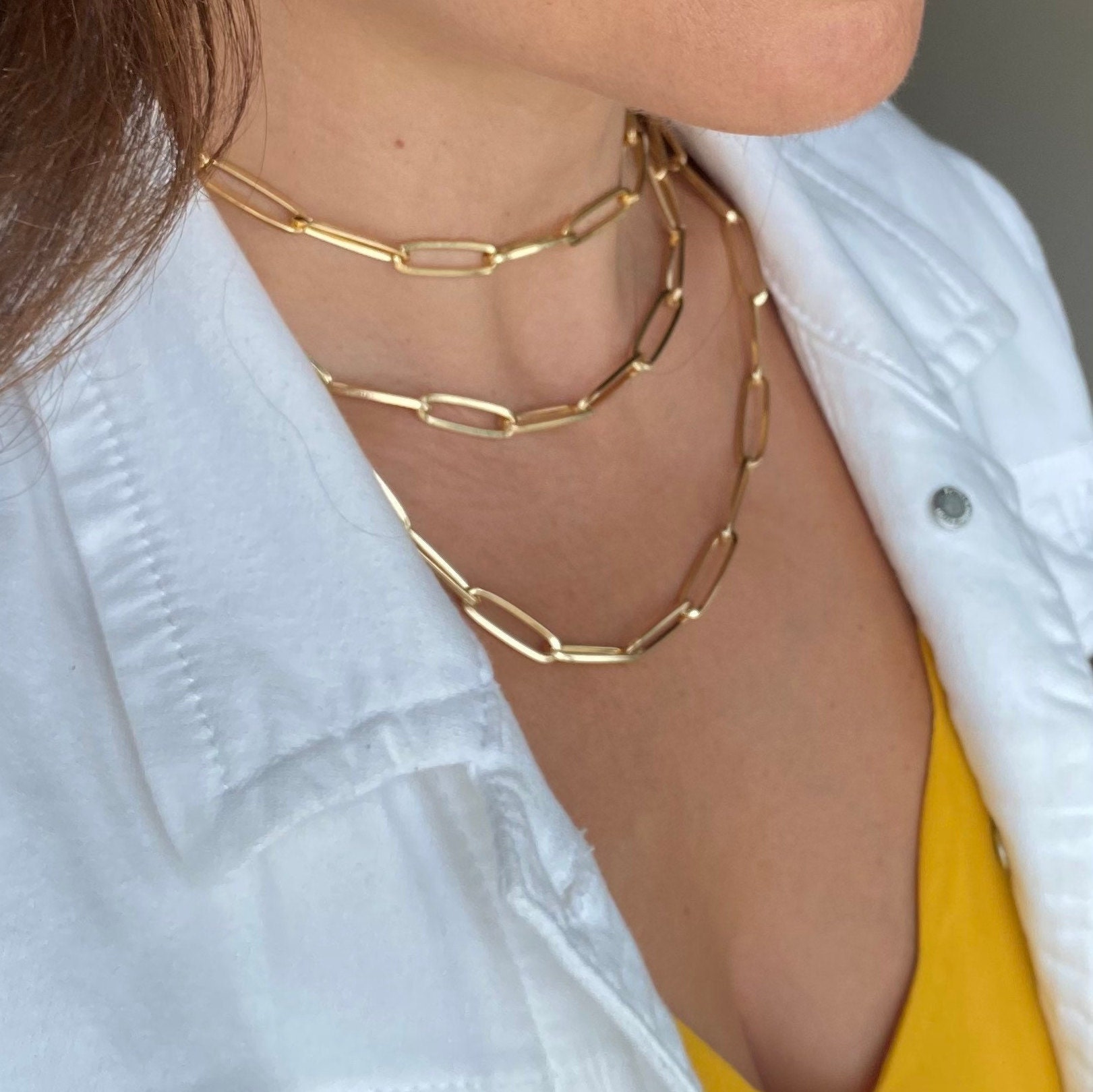  BOUTIQUELOVIN Gold Paperclip Chain Lock Necklace for Women   14K Gold Plated Thick Necklaces Link Chain Choker Necklaces Chunky Pendants  Jewelry: Clothing, Shoes & Jewelry