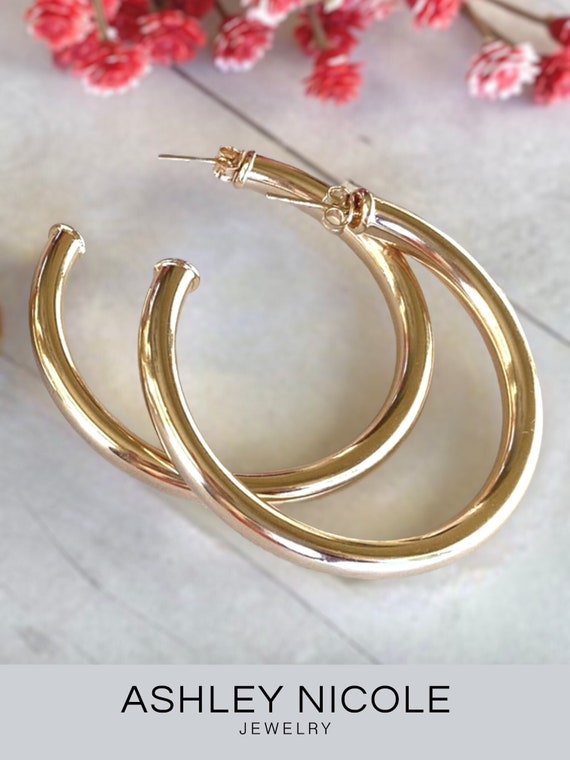 Thick Gold Hoop Earrings