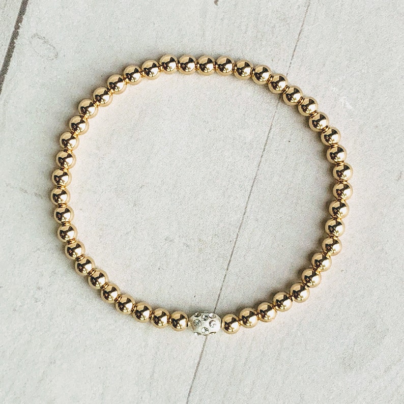 Gold Beaded Bracelets 14K Yellow Gold Ball Bracelet 14K Gold Etsy