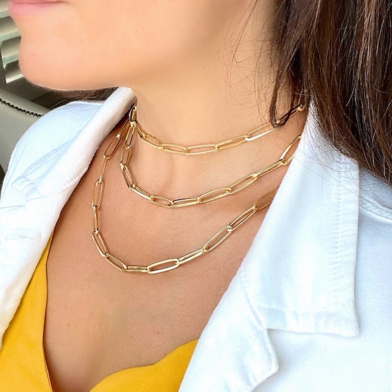 Gold Paperclip Necklace Gold Filled 