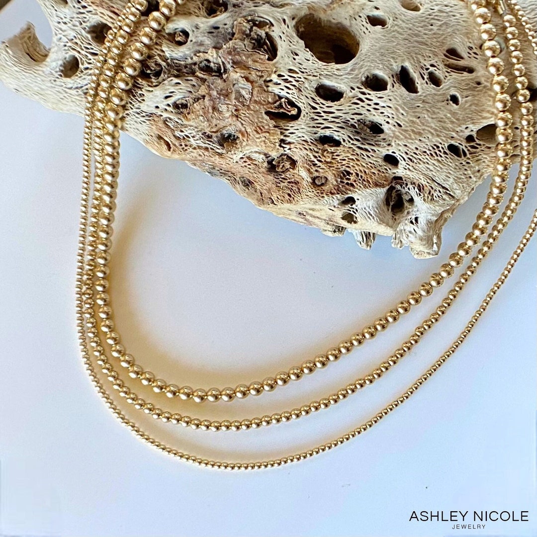 Gold Bead Necklace 14K Gold Filled Gold Choker Necklace 2mm Etsy