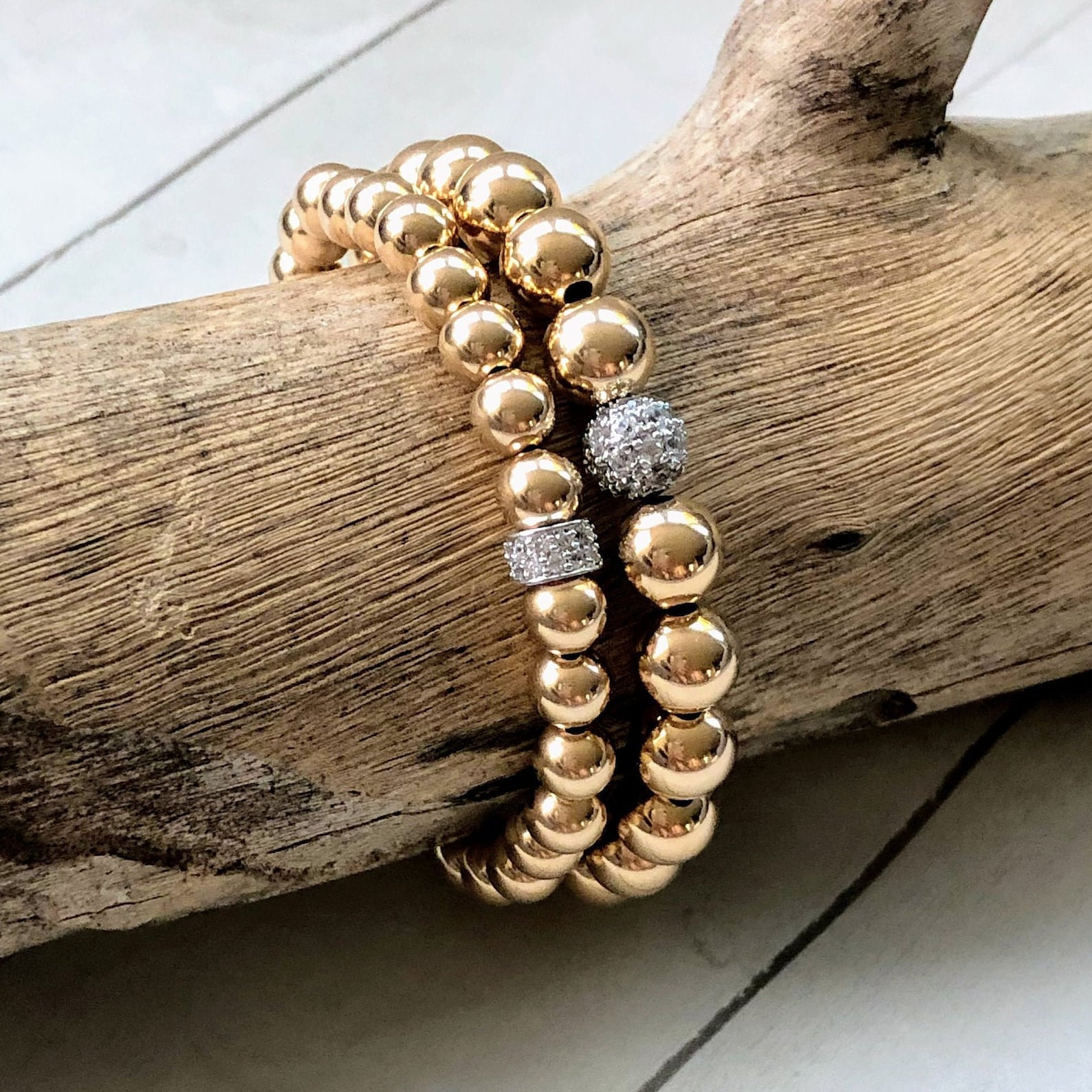 Gold Bead Bracelet 14K Gold Filled Beaded Bracelet Gold Bead Etsy