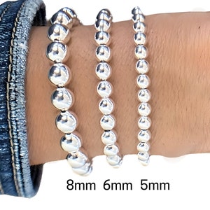 Sterling Silver Beaded Ball Bracelet: Chunky 925 Silver Bead Jewelry