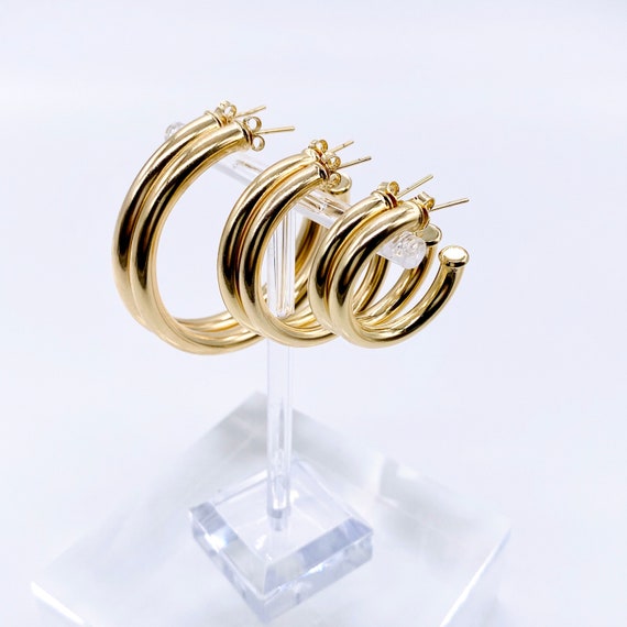 Thick Gold Hoop Earrings Chunky Hoops Gold Filled Hoop | Etsy