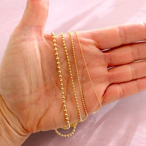 14K Gold Filled Ball Chain Necklace: Minimalist Beaded Pendant Chain | 1mm - 3mm widths