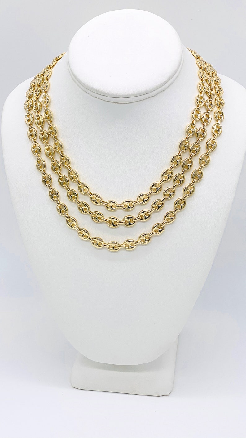 Puffed Mariner Link Chain Necklace Gold Puff Chain Gold - Etsy Canada