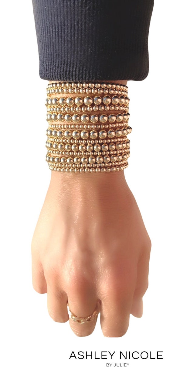 Gold Beaded Stretch Bracelets