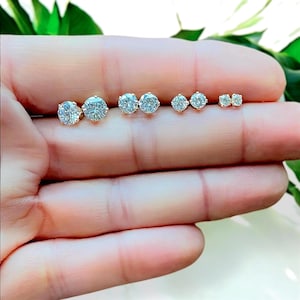 14K Gold Filled CZ Stud Earrings: Round Solitaire, Hypoallergenic