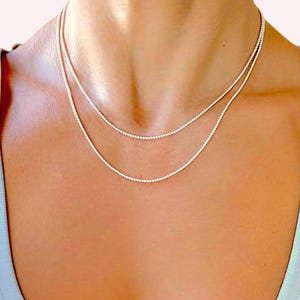 Silver Beaded Necklace, Dainty Silver Ball Necklace, 925 Sterling Silver Bead Necklace, Beaded Layering Necklace, Silver Jewelry Gifts Women