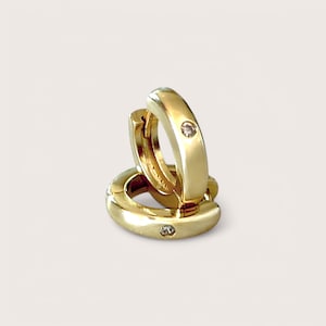 Gold Thick Huggie Hoop Earrings, Small Chunky Gold Hoops, Everyday 18K Gold Plated Huggies, Bold Minimalist Earrings