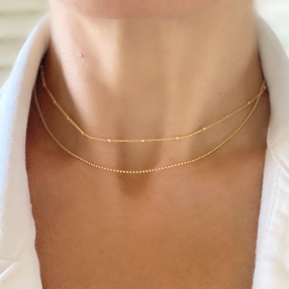 Gold Bead Satellite Necklace Gold 