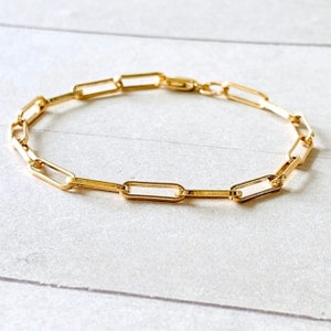 14K Paperclip Bracelet, Gold Filled Chain Bracelet, Waterproof Tarnish Free Bracelet, Minimalist Gold Jewelry Gift for Her, Wedding Bracelet