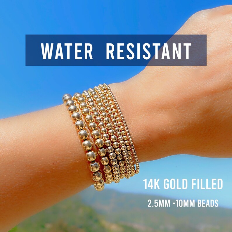 Gold Bead Bracelet Set Minimalist Jewelry Bracelet 14K Gold Etsy