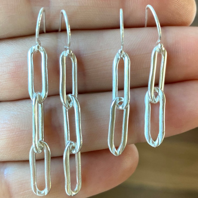 Paperclip Earrings in Silver Sterling Silver Earrings Dangle Etsy
