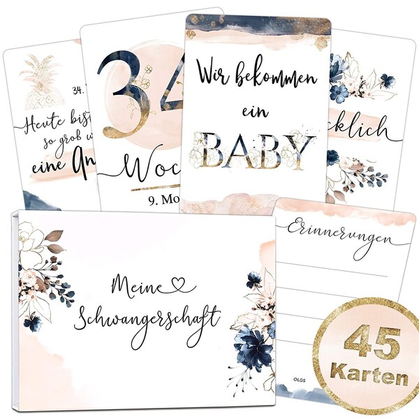 OLGS Meilensteinkarten Schwangerschaft Splash | Geschenkidee zur Geburt, werdende Mutter, Babyparty | Meilenstein Karten, Ich bin Schwanger