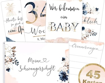OLGS Meilensteinkarten Schwangerschaft Splash | Geschenkidee zur Geburt, werdende Mutter, Babyparty | Meilenstein Karten, Ich bin Schwanger