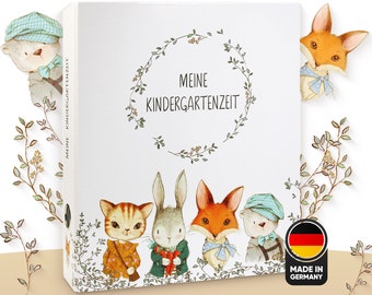 OLGS Meine Kindergartenzeit Ordner | Erinnerungsordner für Kinder Katze, Hase, Fuchs - Perfekt zum Sammeln von Kunstwerken und Erinnerungen