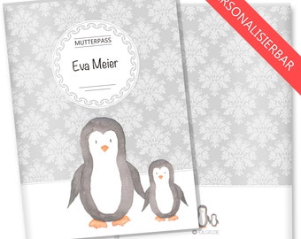 OLGS Mutterpasshülle für den Deutschen Mutterpass | 3-teilig Black & White, Pinguin | Schutzhülle für den Mutterpass Geschenkidee Schwangere