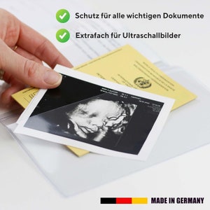 OLGS Mutter-Kind-Pass Hülle Österreich, Mutterkindpasshülle transparent, MuKi, MKP Kunststoff Hülle mit Extrafach, Blanko Bild 2