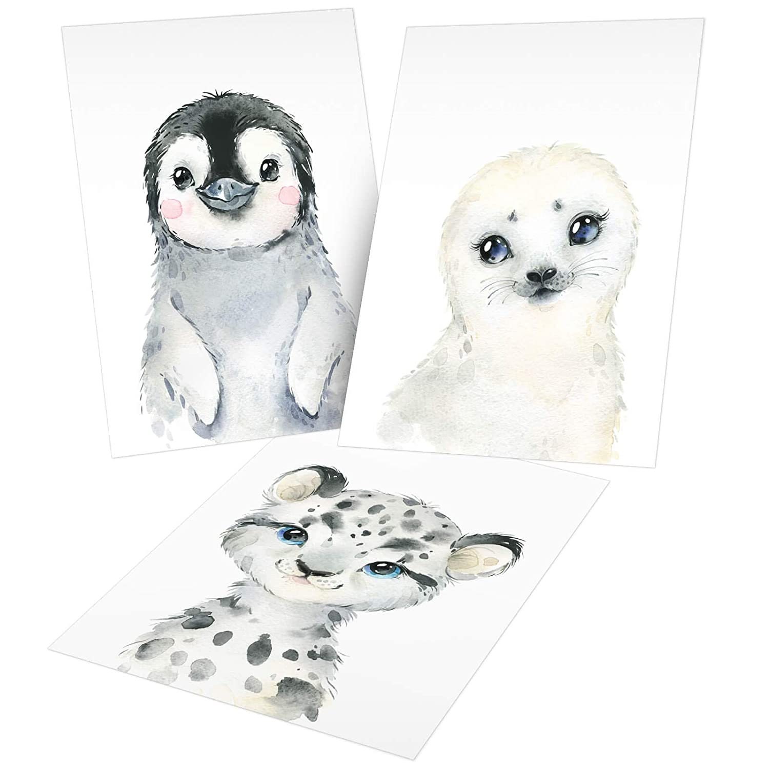 OLGS Kinderzimmer Poster Bilder 3er Set Deko Wandbilder Für Babyzimmer  Polartiere Junge Mädchen Baby Pinguin Seehund Schneeleopard - Etsy