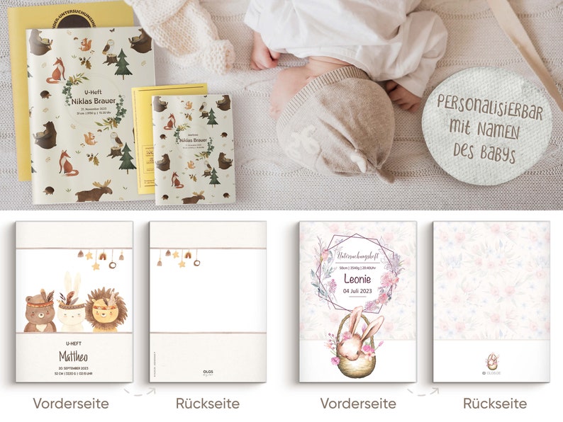 OLGS U-Heft, Impfpass und Reisepass Hülle Set Personalisierte Geschenkidee Schutzhülle Untersuchungsheft Babyparty für Jungen & Mädchen Bild 7