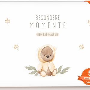 OLGS Mein erstes Jahr Babybuch Teddy Lou Erinnerungsbuch zum Eintragen: Babyalbum Besondere Momente für Mädchen und Jungen, Ringbuch A4 Bild 1